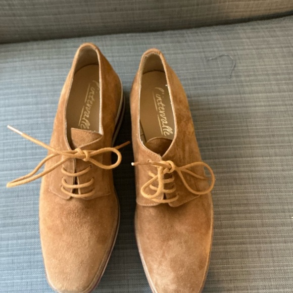 L'INTERVALLE Brown Suede Platform Oxfords size 38 - Picture 4 of 5